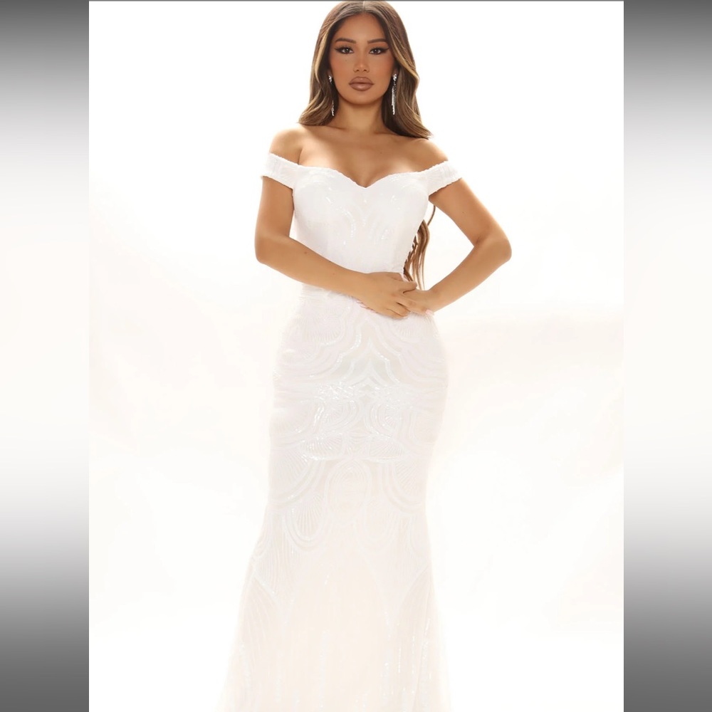 Until The Weekend Sequin White Maxi Dress-Bridal Dress, Party Dress, Cocktail